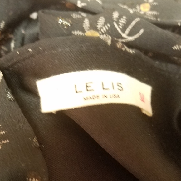 Le Lis Blouse Black, Gold Lined Bodice L - Picture 5 of 7